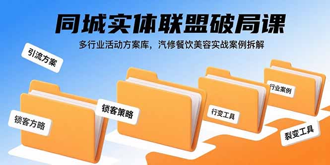 同城实体联盟破局课,多行业活动方案库,汽修餐饮美容实战案例拆解-御文网