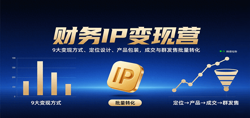 财务IP变现营：9大变现方式、定位设计、产品包装，成交与群发售批量转化-御文网