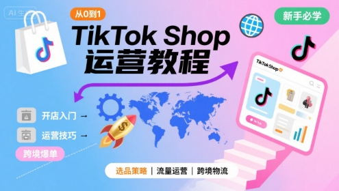 TikTok Shop从0到1运营教程，TikTok跨境电商新手必学课程-御文网