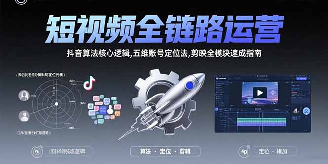短视频全链路运营：抖音算法核心逻辑,五维账号定位法,剪映全模块速成指南-御文网