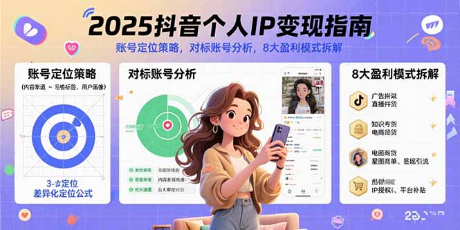 2025抖音个人IP变现指南，账号定位策略，对标账号分析，8大盈利模式拆解-御文网