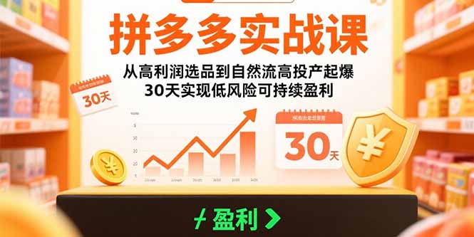 拼多多实战课：从高利润选品到自然流高投产起爆 30天实现低风险可持续盈利-御文网