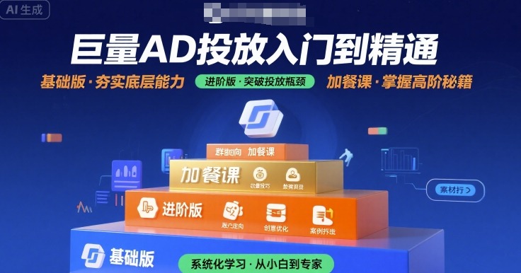 巨量AD投放入门到精通，基础版+进阶版+加餐课-御文网