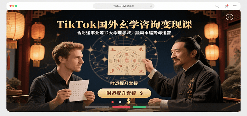 TikTok国外玄学咨询变现课，含财运事业等12大命理领域，融风水运势与运营-御文网