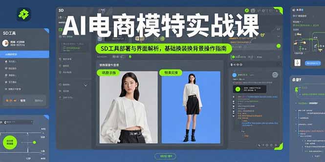 AI电商模特实战课，SD工具部署与界面解析，基础换装换背景操作指南-御文网