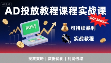 AD投放教程课程实战课，实现广告ROI300%+可持续暴利-御文网