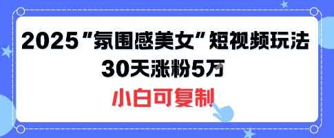 不露脸也能火!2025“氛围感美女”短视频玩法,30天涨粉5W小白可复制-御文网