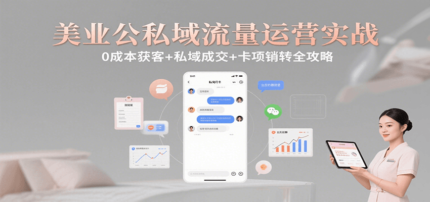 美业公私域流量运营实战：0成本获客+私域成交+卡项销转全攻略-御文网