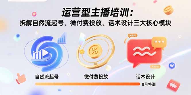 运营型主播培训：拆解自然流起号、微付费投放、话术设计三大核心模块-8月-御文网