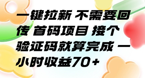 一键拉新 不需要回传 首码项目 接个验证码就算完成 一小时收益70+【揭秘】-御文网