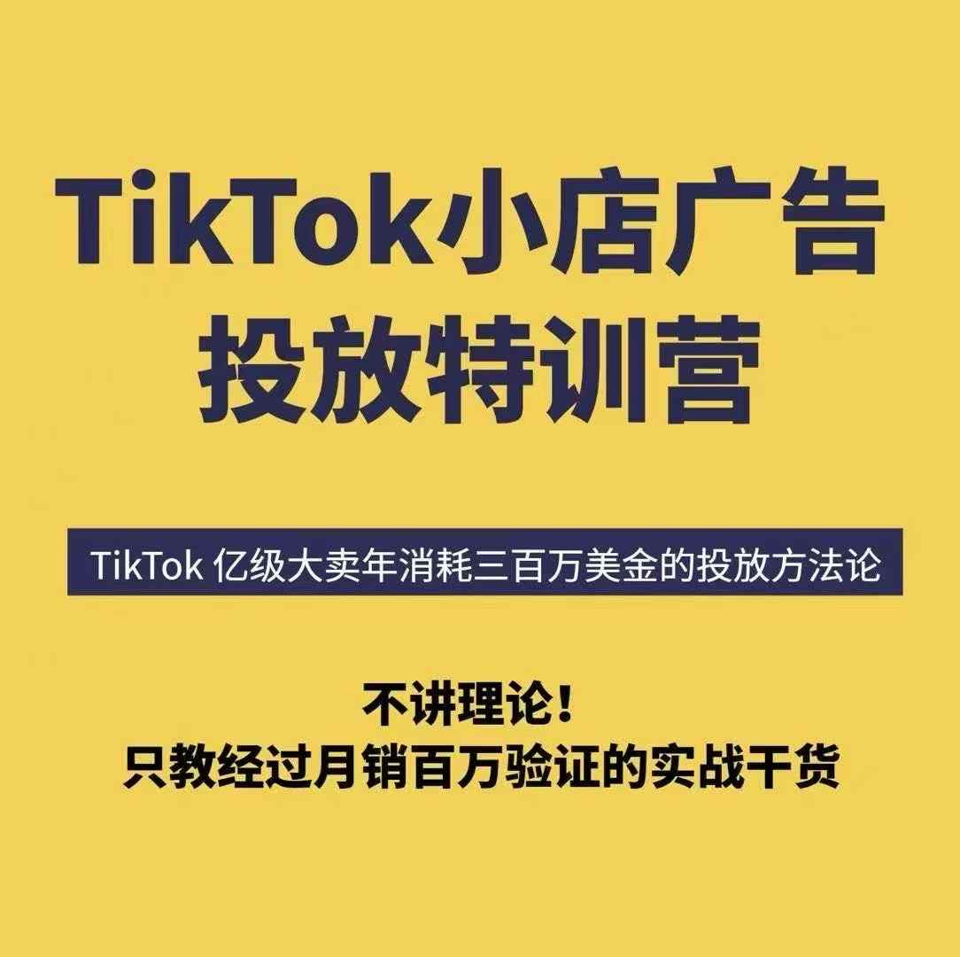 TikTok小店广告投放特训营，6天破局计划专治各种“投不动”，教你经过月销百万验证的实战干货-御文网