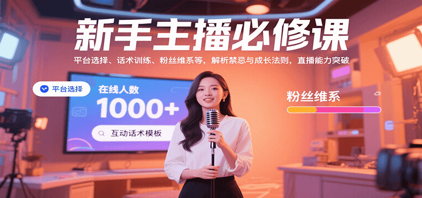 新手主播必修课：平台选择、话术训练、粉丝维系等，解析禁忌与成长法则，突破直播能力-御文网