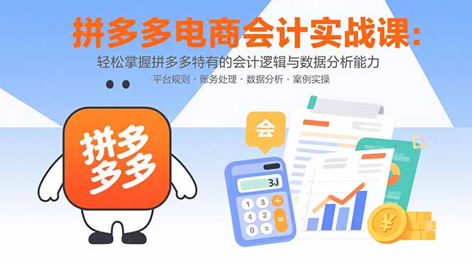 拼多多电商会计实战课：轻松掌握拼多多特有的会计逻辑与数据分析能力-御文网