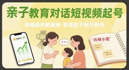 亲子教育对话短视频起号，保姆级拆解教程，快速起千粉万粉号-御文网