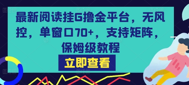 最新阅读挂G撸金平台，无风控，单窗口70+，支持矩阵，保姆级教程【揭秘】-御文网