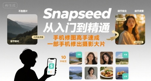Snapseed从入门到精通，手机修图高手速成，一部手机就能修出摄影大片-御文网