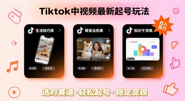 Tiktok中视频最新起号玩法，想要日入百刀，做好这几个赛道就可以了-御文网