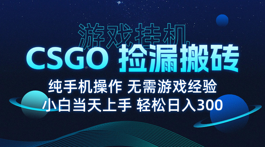 8月最新游戏搬砖,CSGO纯挂机,不需要玩游戏,实现真挂机,月入1W+-御文网