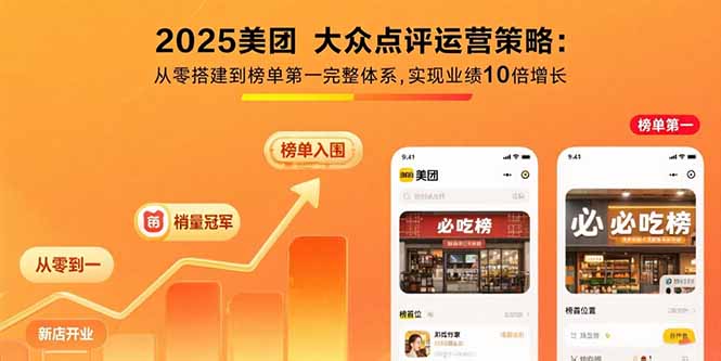 2025美团 大众点评运营策略:从零搭建到榜单第一完整体系,实现业绩10倍增长-御文网