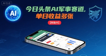 今日头条AI军事赛道,单日收益多张 ,手机可做【附指令】-御文网