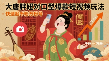 大唐胖妞对口型爆款短视频玩法，快速起千粉万粉号-御文网