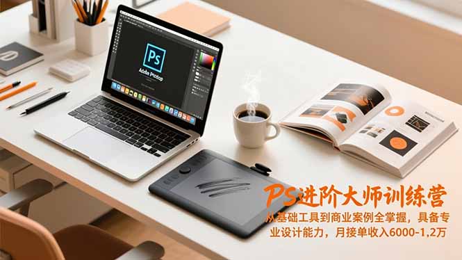 PS进阶大师训练营，从基础工具到商业案例全掌握，具备专业设计能力，月接单收入6000-1.2万-御文网