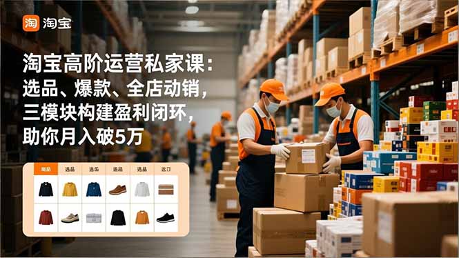 淘宝高阶运营私家课：选品、爆款、全店动销，三模块构建盈利闭环，助你月入破5万-御文网