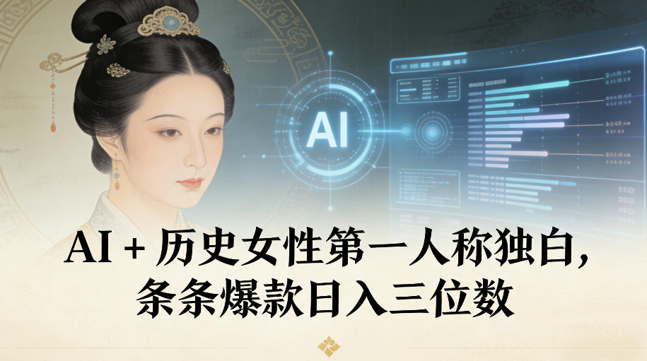AI+历史女性第一人称独白，条条爆款日入三位数-御文网