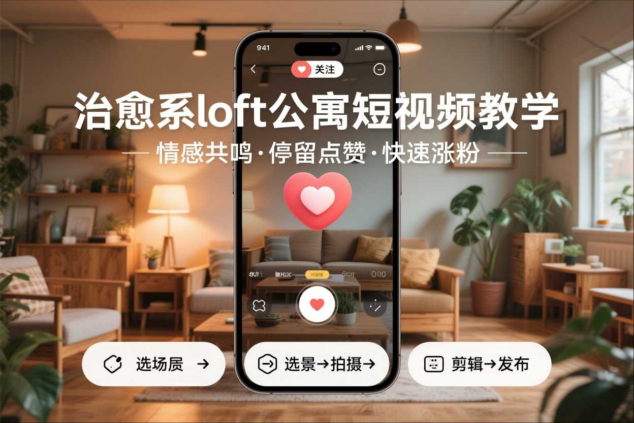 治愈系loft公寓短视频制作教学，情感共鸣引停留点赞关注，快速起号涨粉-御文网