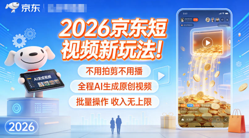 2026京东短视频新玩法！不用拍剪不用播，全程AI生成原创视频，批量操作收入无上限-御文网