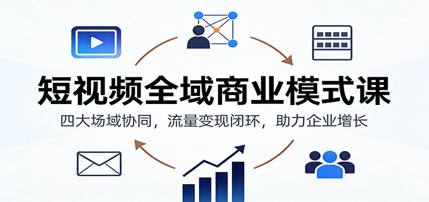 短视频全域商业模式课：四大场域协同，流量变现闭环，助力企业增长-御文网