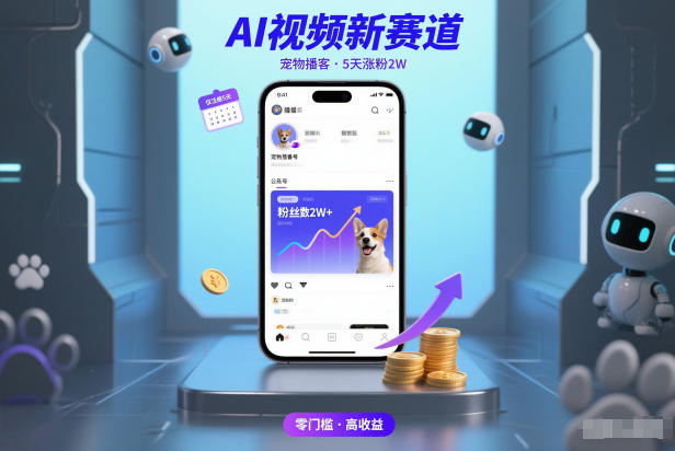 AI视频新赛道，宠物播客仅注册5天涨粉2W，收益非常可观-御文网