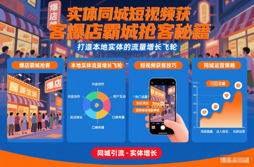 实体同城短视频获客爆店霸城抢客秘籍，打造本地实体的流量增长飞轮-御文网