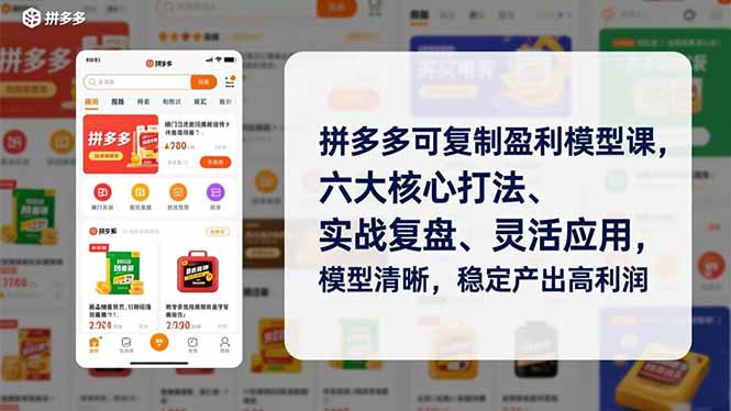拼多多可复制盈利模型课，六大核心打法、实战复盘、灵活应用，模型清晰，稳定产出高利润-御文网