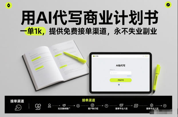 用AI代写商业计划书，一单1k，提供免费接单渠道，永不失业副业-御文网