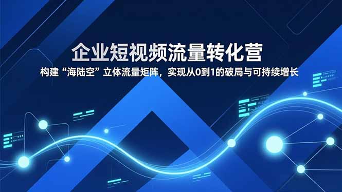企业短视频流量转化营，构建“海陆空”立体流量矩阵，实现从0到1的破局与可持续增长-御文网