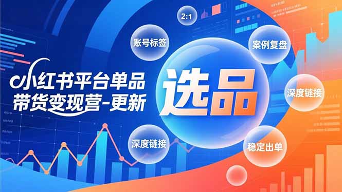 小红书平台单品带货变现营-更新，极致选品、账号标签、案例复盘，深度链接，快速启动稳定出单-御文网