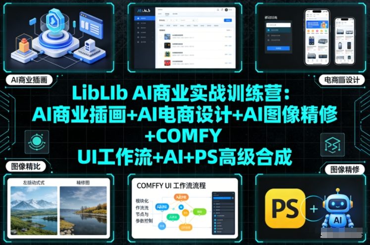 LibLIb AI商业实战训练营：AI商业插画+AI电商设计+AI图像精修+COMFY UI工作流+AI+PS高级合成-御文网