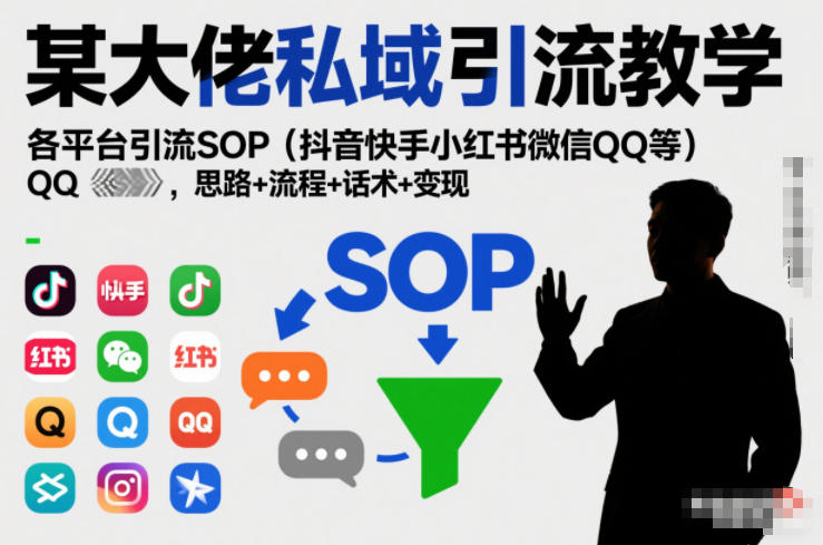 某大佬私域引流教学，各平台引流SOP(抖音快手小红书微信QQ等)，思路+流程+话术+变现-御文网