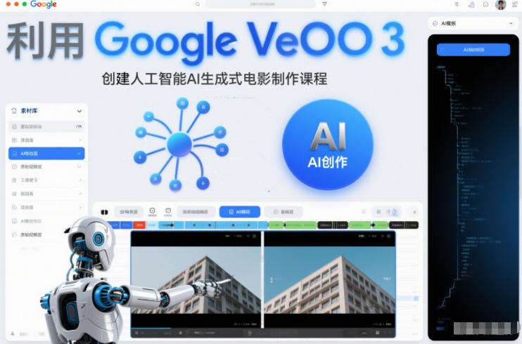 利l用Google Veo 3创建人工智能AI生成式电影制作课程，使用人工智能的力量创建令人惊叹的视频-御文网