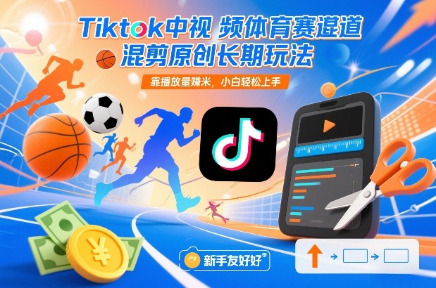 Tiktok中视频体育赛道混剪原创长期玩法，靠播放量賺米，小白轻松上手-御文网
