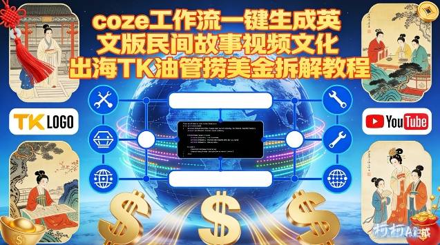 Coze扣子工作流一键生成英文版民间故事视频，文化出海TK油管捞美金拆解教程-御文网
