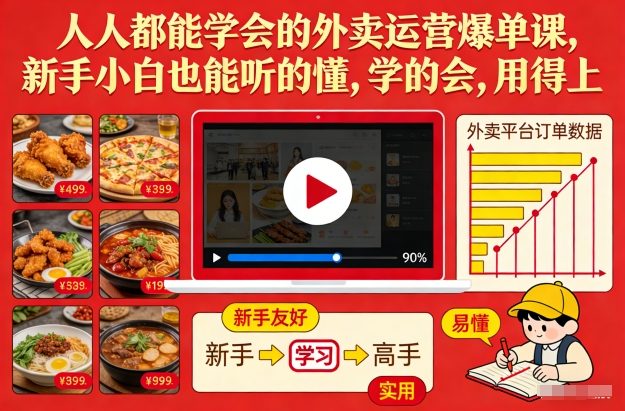 人人都能学会的外卖运营爆单课，新手小白也能听的懂，学的会，用得上-御文网