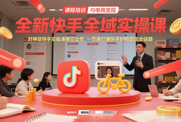 全新快手全域实操课，封神级快手实操课横空出世，一节课打通快手好物变现全链路-御文网