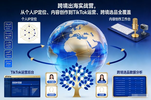 跨境出海实战营，从个人IP定位、内容创作到TikTok运营、跨境选品全覆盖-御文网