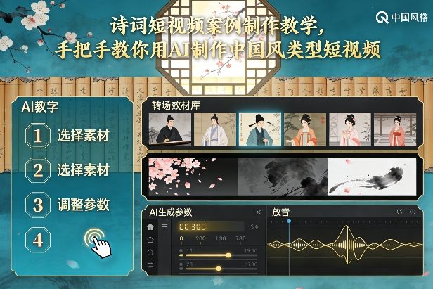 古诗词短视频案例制作教学，手把手教你用AI制作中国风类型短视频-御文网
