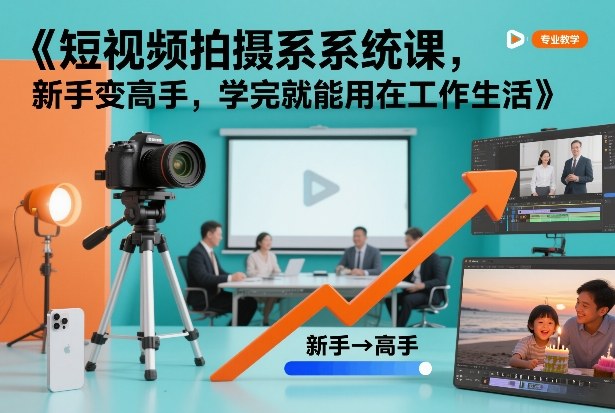 短视频拍摄系统课，新手变高手，学完就能用在工作生活-御文网