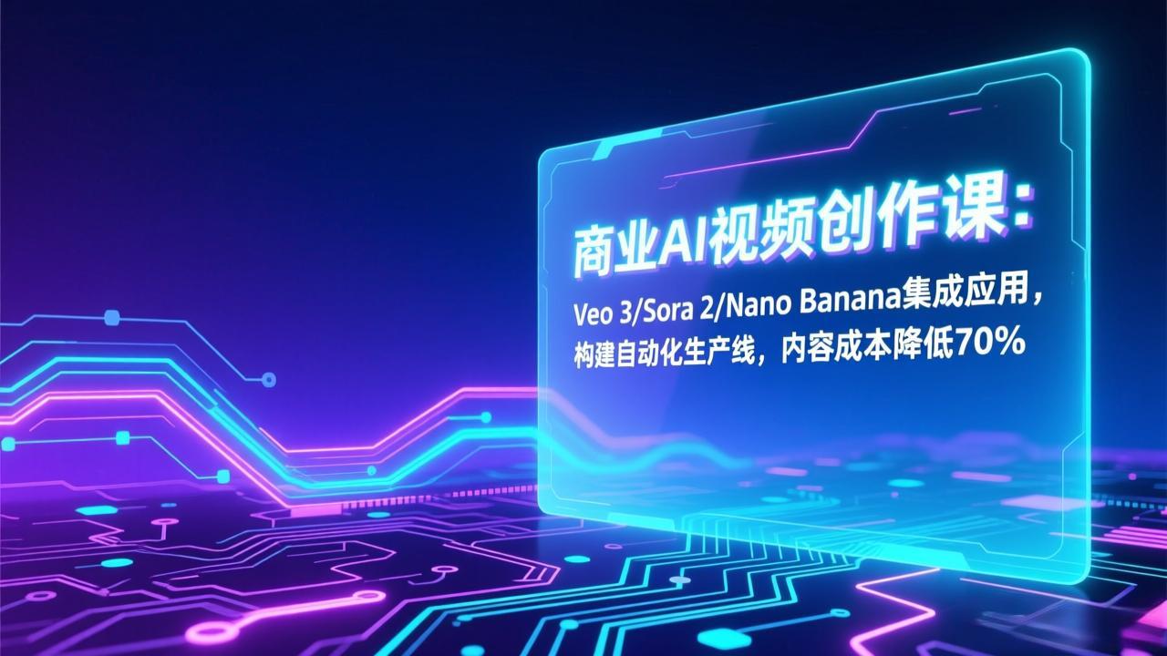 商业AI视频创作课：Veo 3/Sora 2/Nano Banana集成应用，构建自动化生产线，内容成本降低70%-御文网