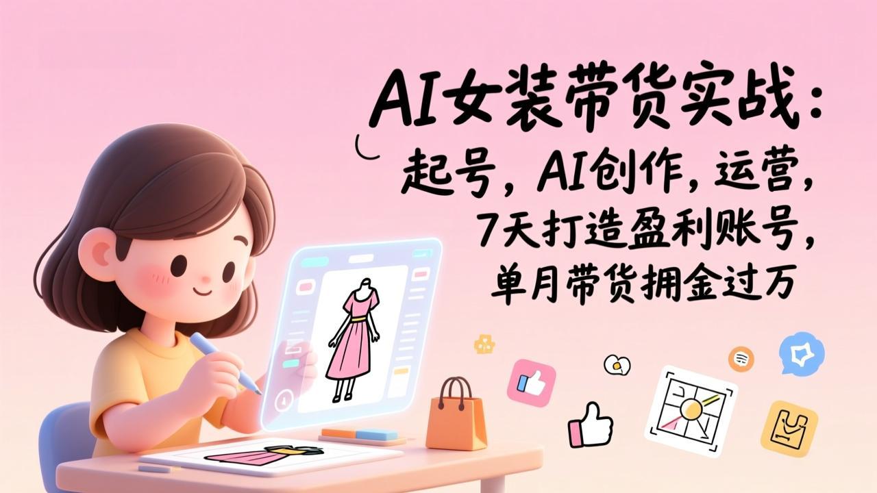 AI女装带货实战：起号，AI创作，运营，7天打造盈利账号，单月带货佣金过万-御文网