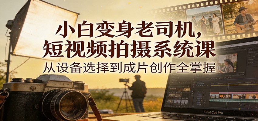 小白变身老司机，短视频拍摄系统课，从设备选择到成片创作全掌握-御文网